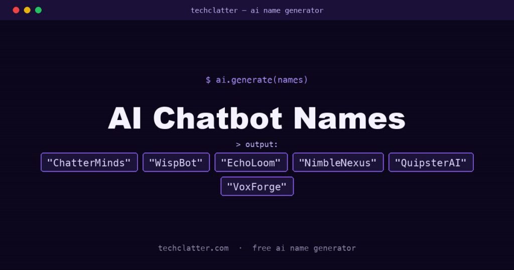 AI Chatbot Names: ChatterMinds, WispBot, EchoLoom and more name ideas