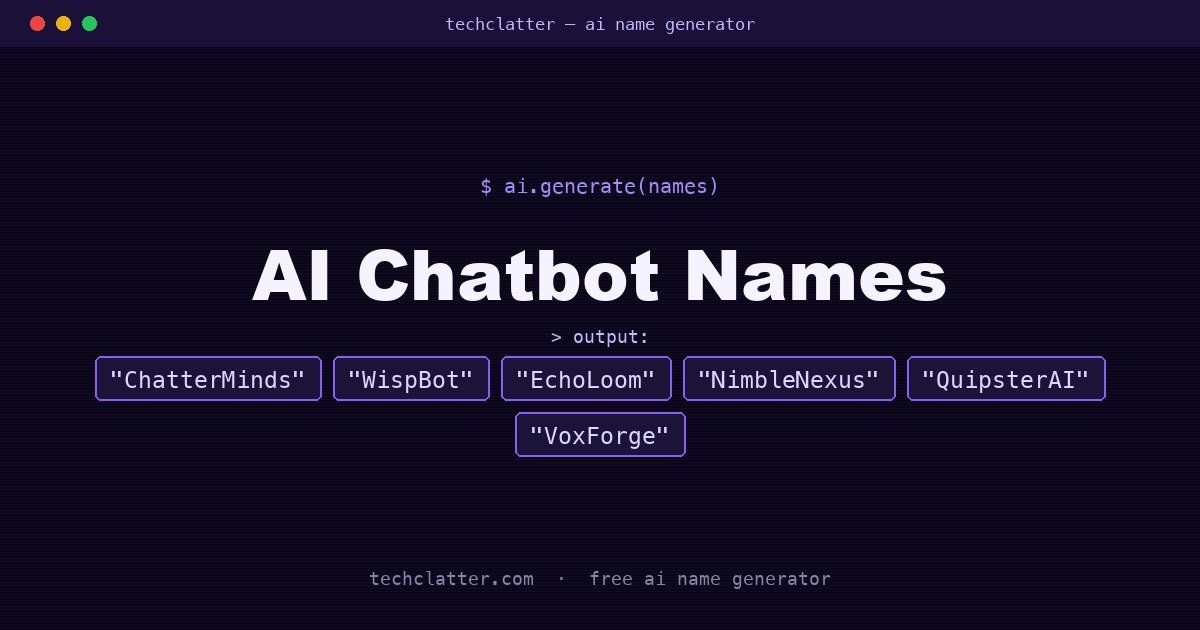 AI Chatbot Names: ChatterMinds, WispBot, EchoLoom and more name ideas