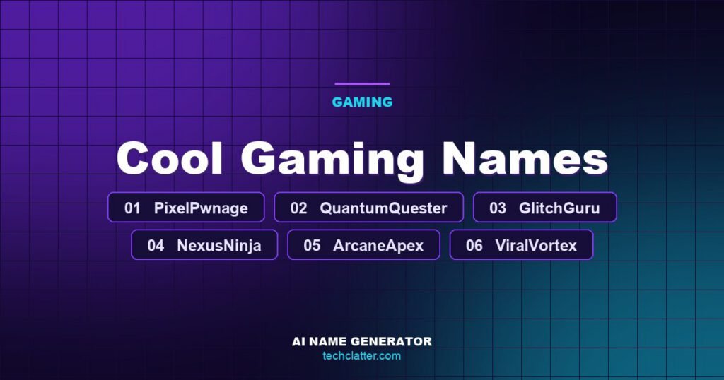 Cool Gaming Names: PixelPwnage, QuantumQuester, GlitchGuru and more name ideas
