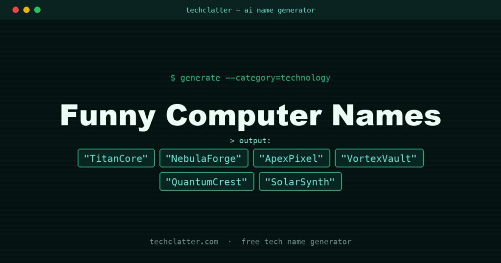Funny Computer Names: TitanCore, NebulaForge, ApexPixel and more name ideas