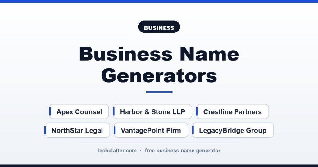 Business Name Generators: Apex Counsel, Harbor & Stone LLP, Crestline Partners and more name ideas