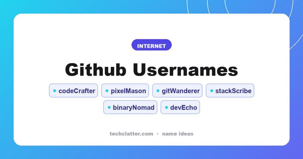 Github Usernames: codeCrafter, pixelMason, gitWanderer and more name ideas