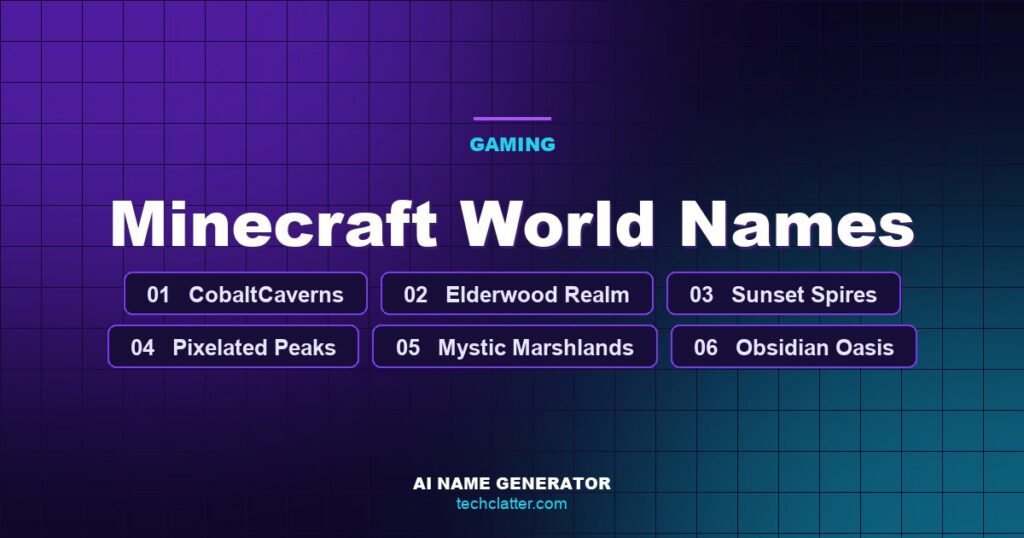 Minecraft World Names: CobaltCaverns, Elderwood Realm, Sunset Spires and more name ideas