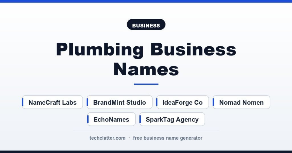 Plumbing Business Names: NameCraft Labs, BrandMint Studio, IdeaForge Co and more name ideas