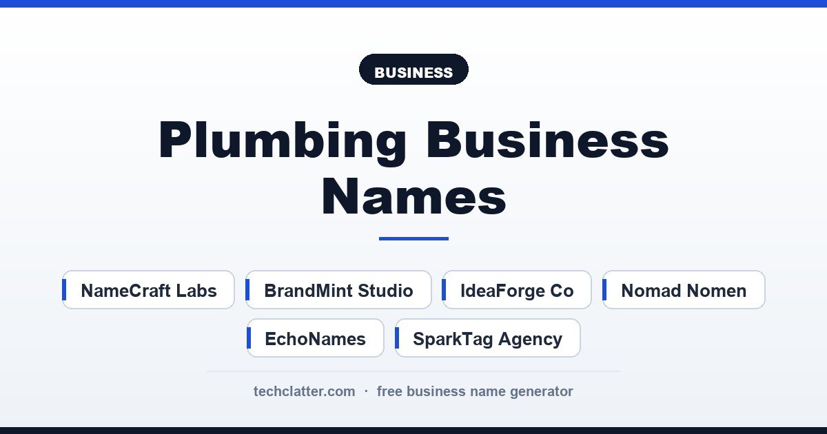 Plumbing Business Names: NameCraft Labs, BrandMint Studio, IdeaForge Co and more name ideas