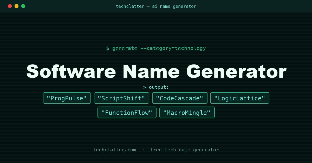 Software Name Generator: ProgPulse, ScriptShift, CodeCascade and more name ideas