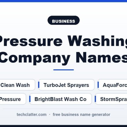 Pressure Washing Company Names: Crystal Clean Wash, TurboJet Sprayers, FreshFacade PowerWash and more name ideas