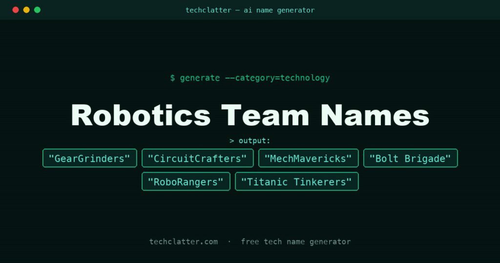 Robotics Team Names: GearGrinders, CircuitCrafters, MechMavericks and more name ideas