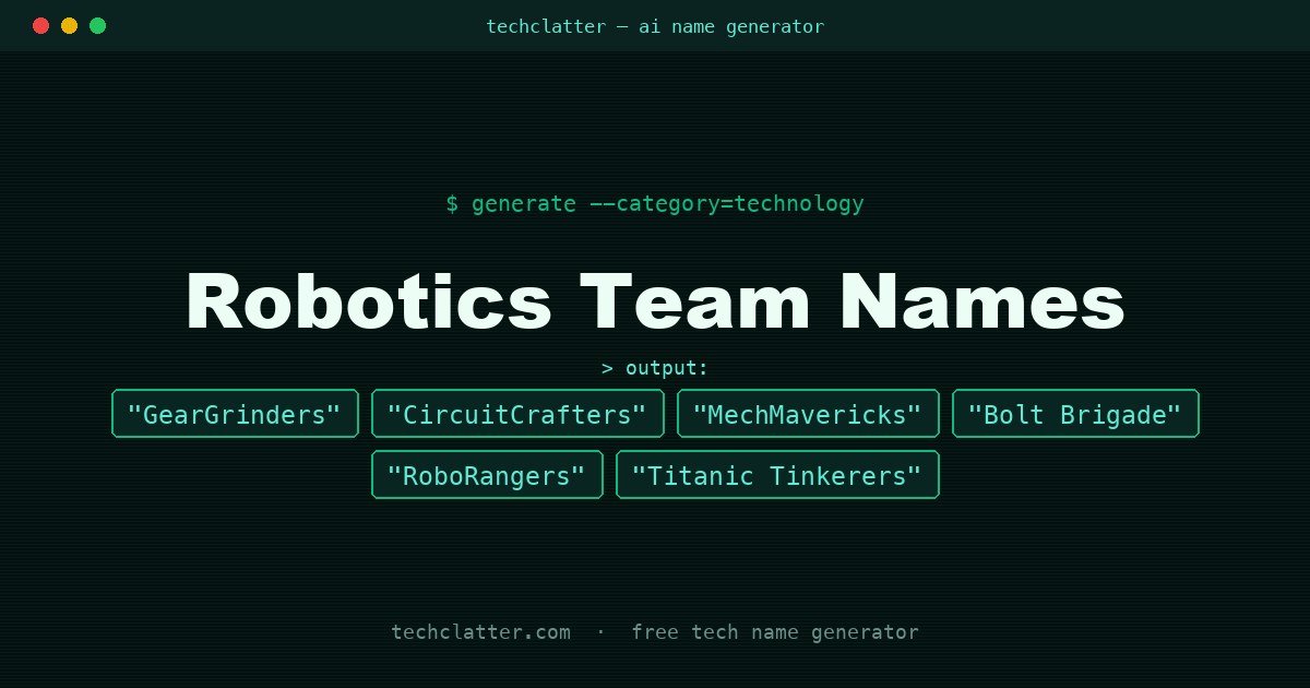 Robotics Team Names: GearGrinders, CircuitCrafters, MechMavericks and more name ideas