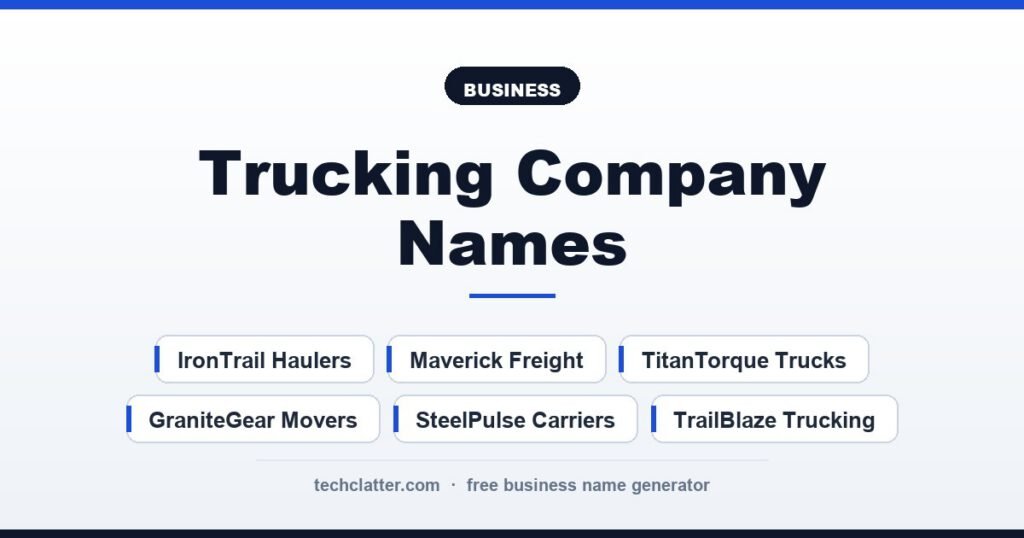 Trucking Company Names: IronTrail Haulers, Maverick Freight, TitanTorque Trucks and more name ideas